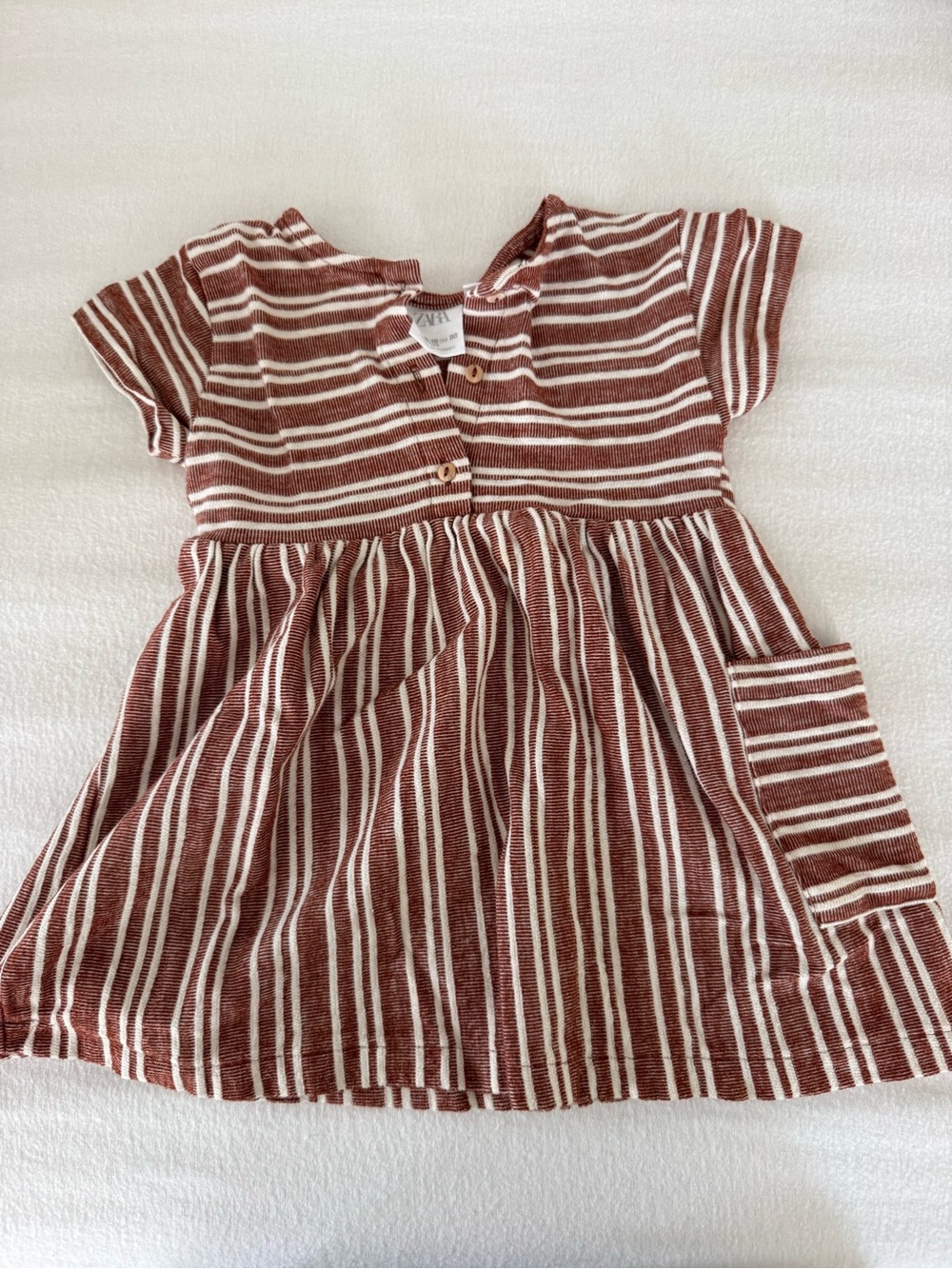 Toddler Girl Striped Pocket Dress - Rust & White